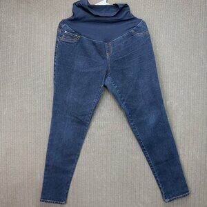 Indigo Blue Womens Size Large Blue Maternity Pull-On Jeans Stretchable Bellyband